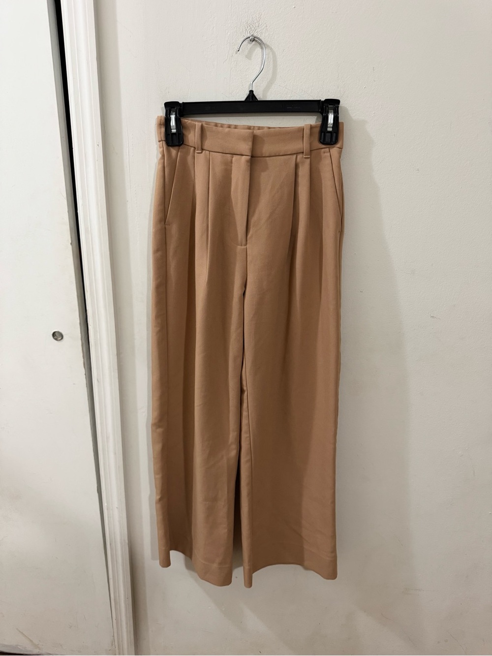 Abercrombie & Fitch Simone Wide-Leg Trousers, Tan, size 25, length extra short
